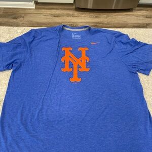 New York Mets Nike Men's Blue Tee with Bold Orange Graphic—3XL